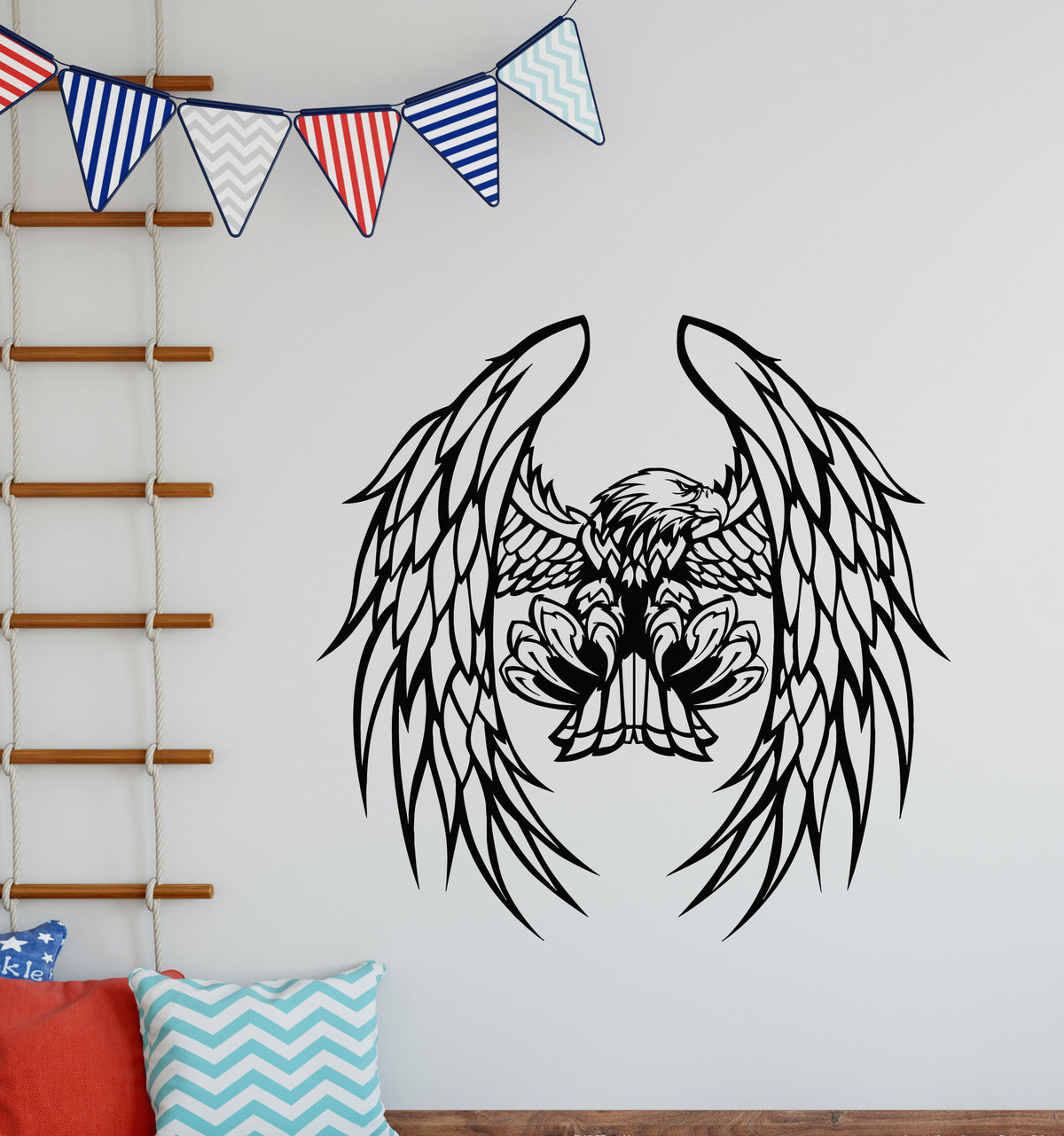 Vinyl Wall Decal Flying Bird Eagle Bald Feather Wings Interior Sticker ...