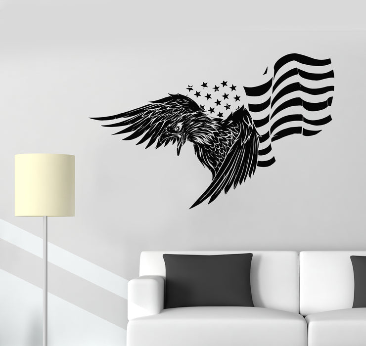 Vinyl Wall Decal American Flag Symbol Flying Eagle Patriot Decor Stickers Mural (g7912)