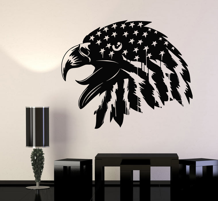 Vinyl Wall Decal Bald Eagle Head United States Flag Symbol Stickers Mural (g5401)
