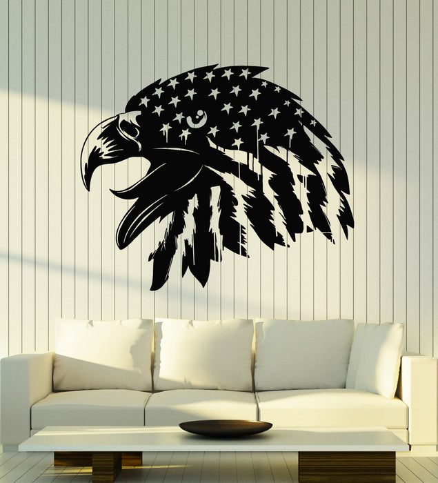 Vinyl Wall Decal Bald Eagle Head United States Flag Symbol Stickers Mural (g5401)