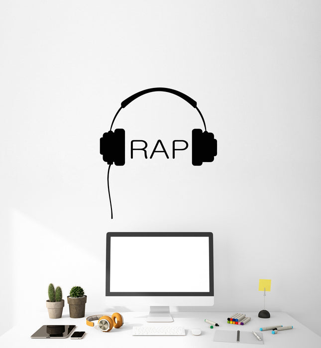 Autocollant mural en vinyle pour écouteurs, musique rap, cadeau unique (g069)