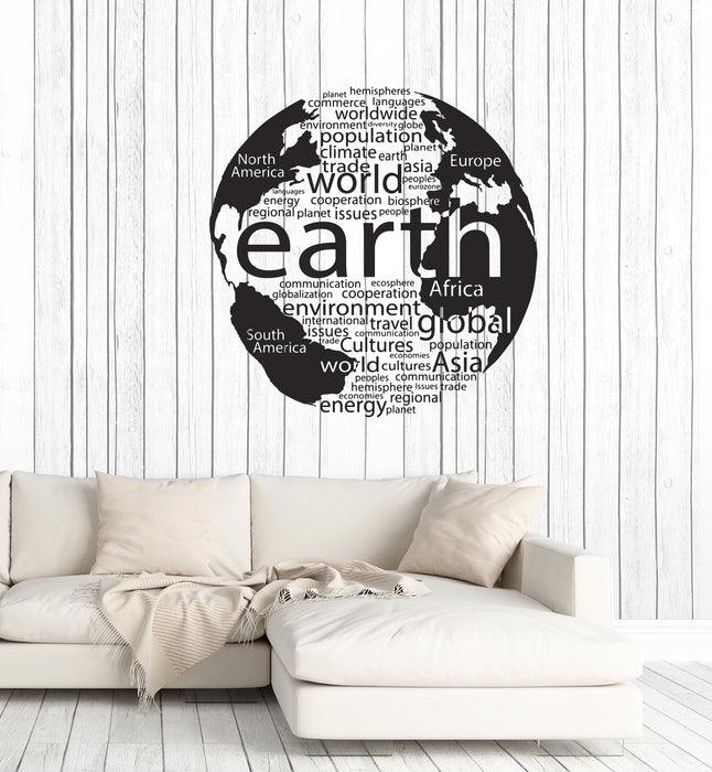 Vinyl Wall Decal Eart Words Words Geography School Classroom Stickers Mural (ig6149)