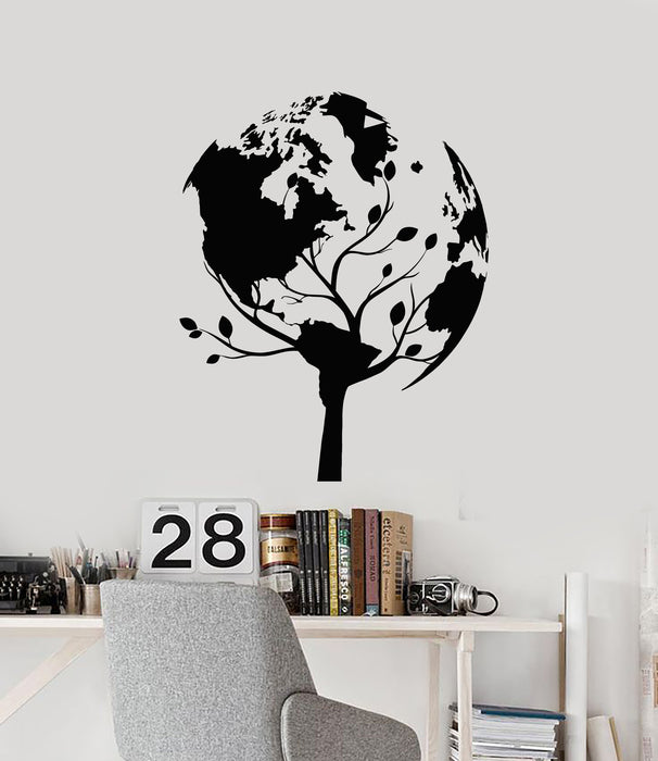 Vinyl Wall Decal Nature Globe World Earth Geography Planet Tree Stickers Mural (g4057)