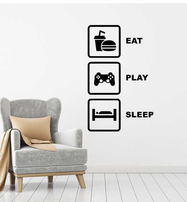 Vinyl Wall Decal Letter Eat Play Sleep Game Zone Room Stickers Mural (g1579)