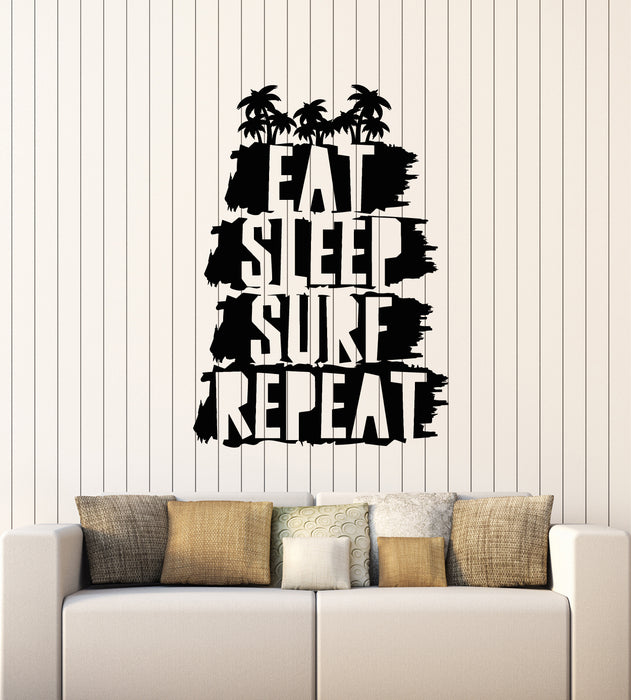 Vinyl Wall Decal Surfing Beach Style Teen Room Eat Sleep Surf Repeat Stickers Mural (g2025)