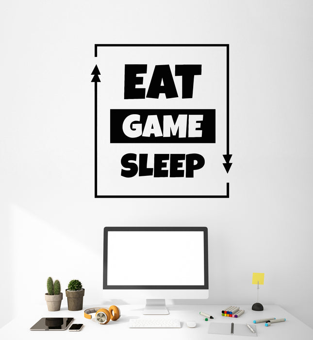 Vinyl Wall Decal Eat Game Sleep Gamer Zone Teen Room Stickers Mural (g3170)