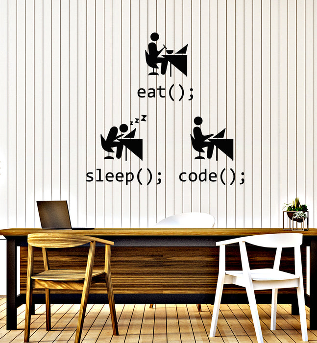 Vinyl Wall Decal Eat Sleep Code Table Work Repeat Office Decor Stickers Mural (g3412)