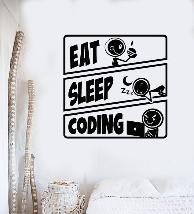 Vinyl Wall Decal Eat Sleep Coding Teenager Play Room Tablets Stickers Mural (g3409)
