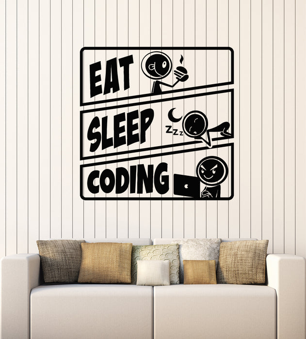 Vinyl Wall Decal Eat Sleep Coding Teenager Play Room Tablets Stickers Mural (g3409)