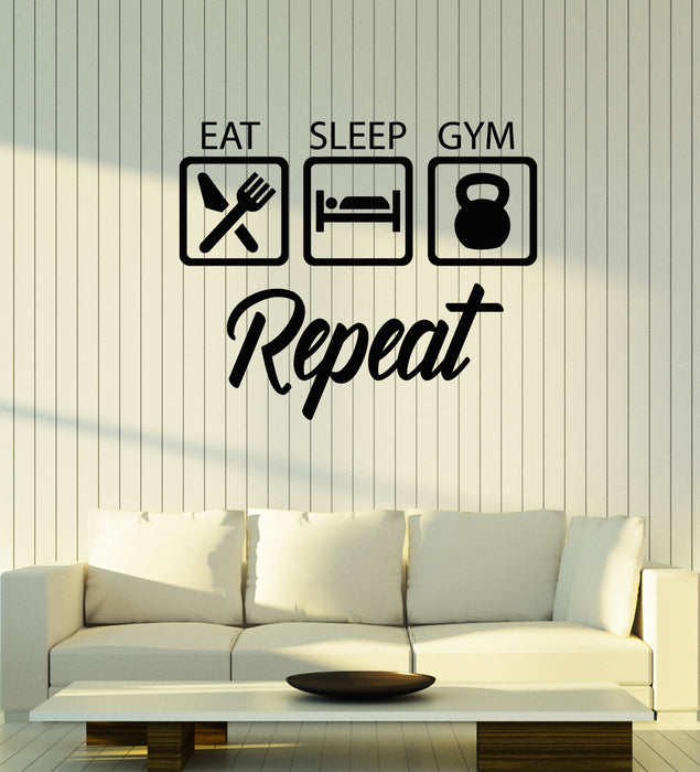 Autocollant mural en vinyle Train Gym Eat Sleep Repeat Boys Room Stickers Mural (g4050)
