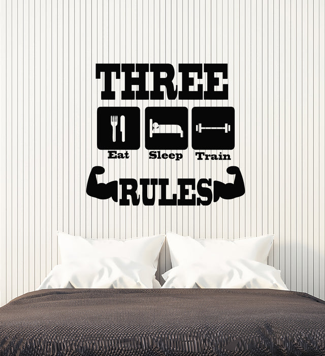 Vinyl Wall Decal  Eat Sleep Train Three Rules Healthy Lifestyle Stickers Mural (g3559)