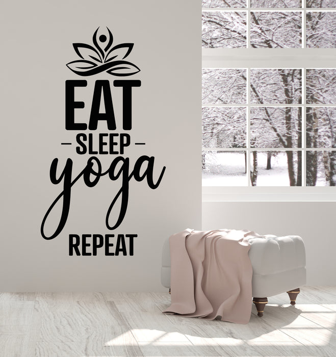 Vinyl Wall Decal Eat Sleep Yoga Studio Repeat Words Phrase Stickers Mural (g5055)