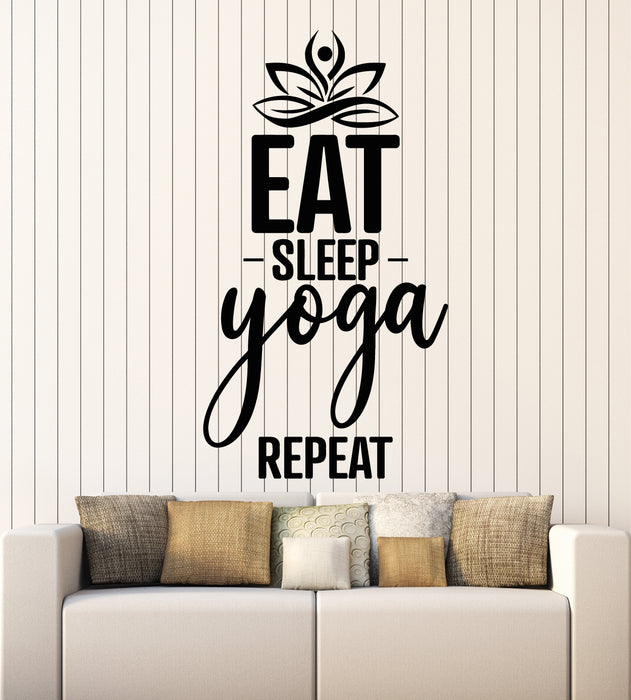 Vinyl Wall Decal Eat Sleep Yoga Studio Repeat Words Phrase Stickers Mural (g5055)