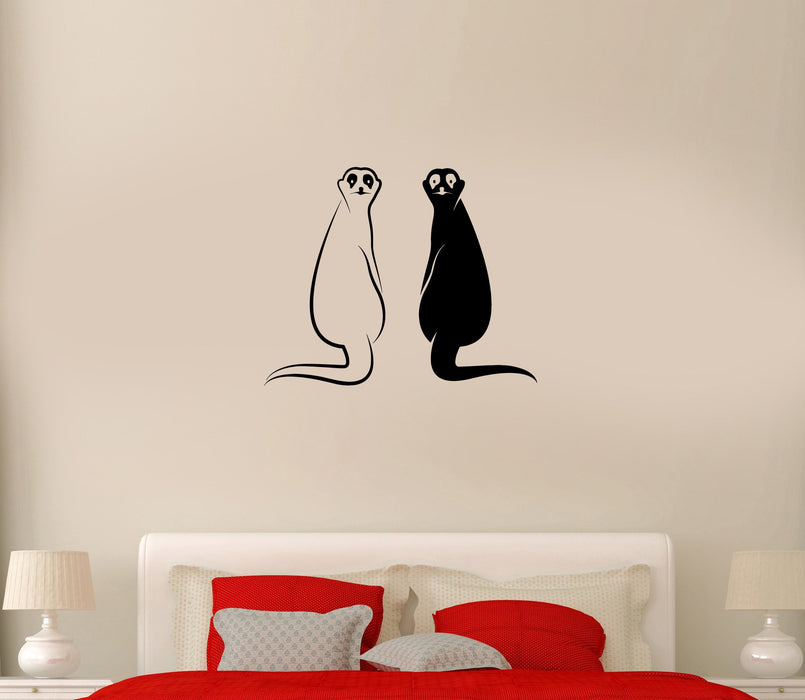 Wall Decal Animals Couple Meerkat Rodents Black And White Vinyl Sticker (ed1002)