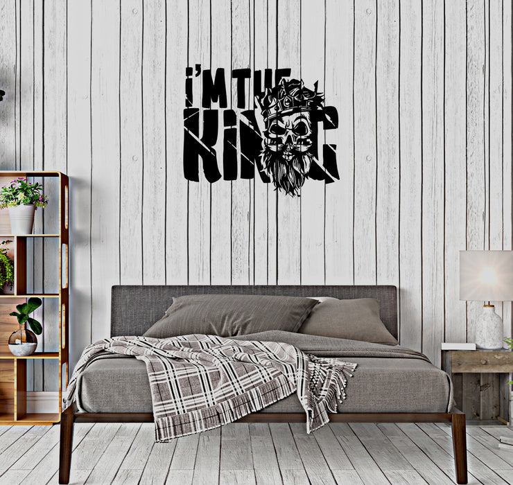 Wall Decal Skeleton Skull King Crown Phrase Vinyl Sticker (ed1014)