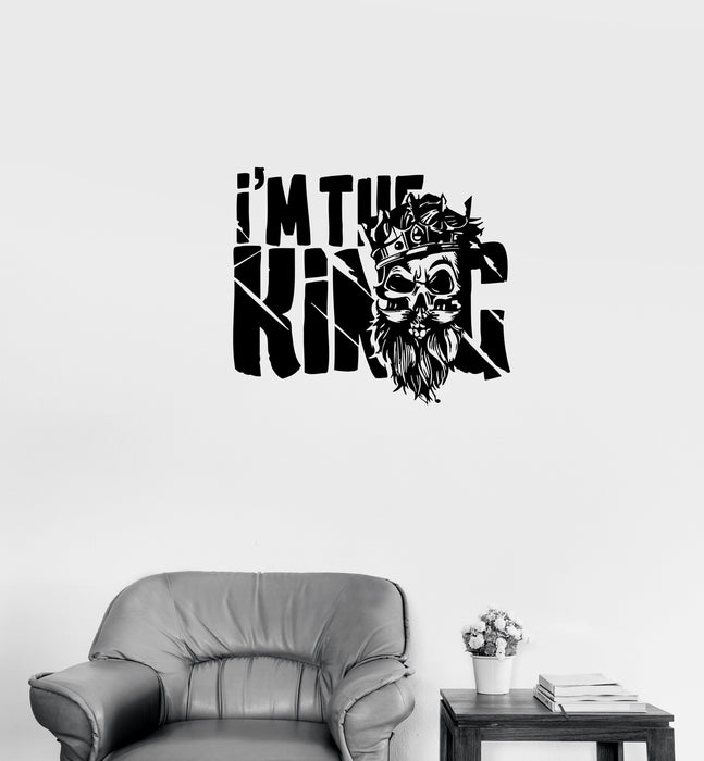 Wall Decal Skeleton Skull King Crown Phrase Vinyl Sticker (ed1014)