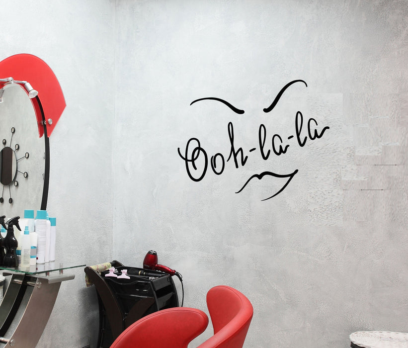 Autocollant mural en vinyle avec silhouettes de visages de femmes et mots de beauté (ed1018)