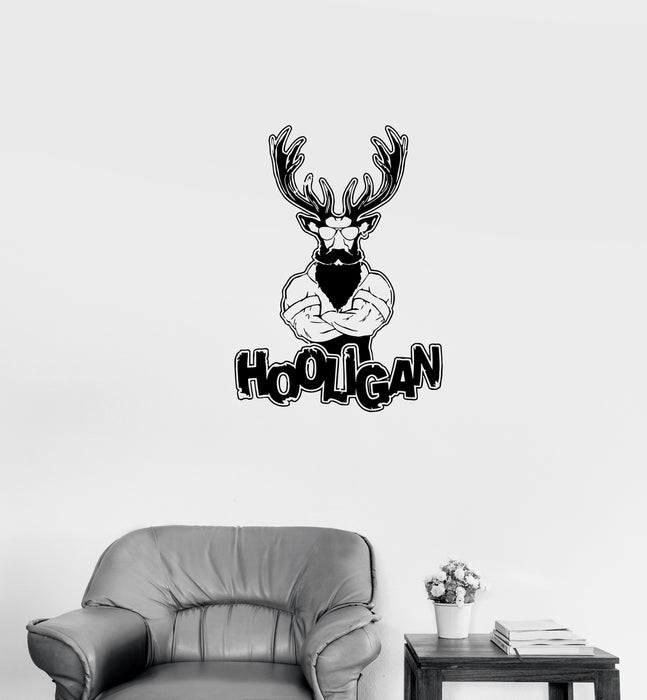 Wall Decal Cool Man Deer Hooligan Hipster Vinyl Sticker (ed1019)