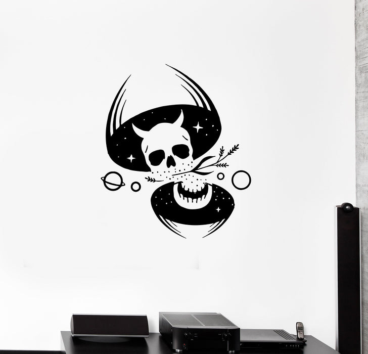 Wall Decal Skull Skeleton Night Cosmos Stars Monster Vinyl Sticker (ed1023)