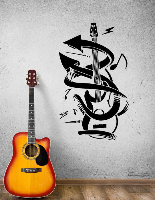 Wall Decal Guitar Music Instrument Rock Decor Vinyl Sticker (ed1031)