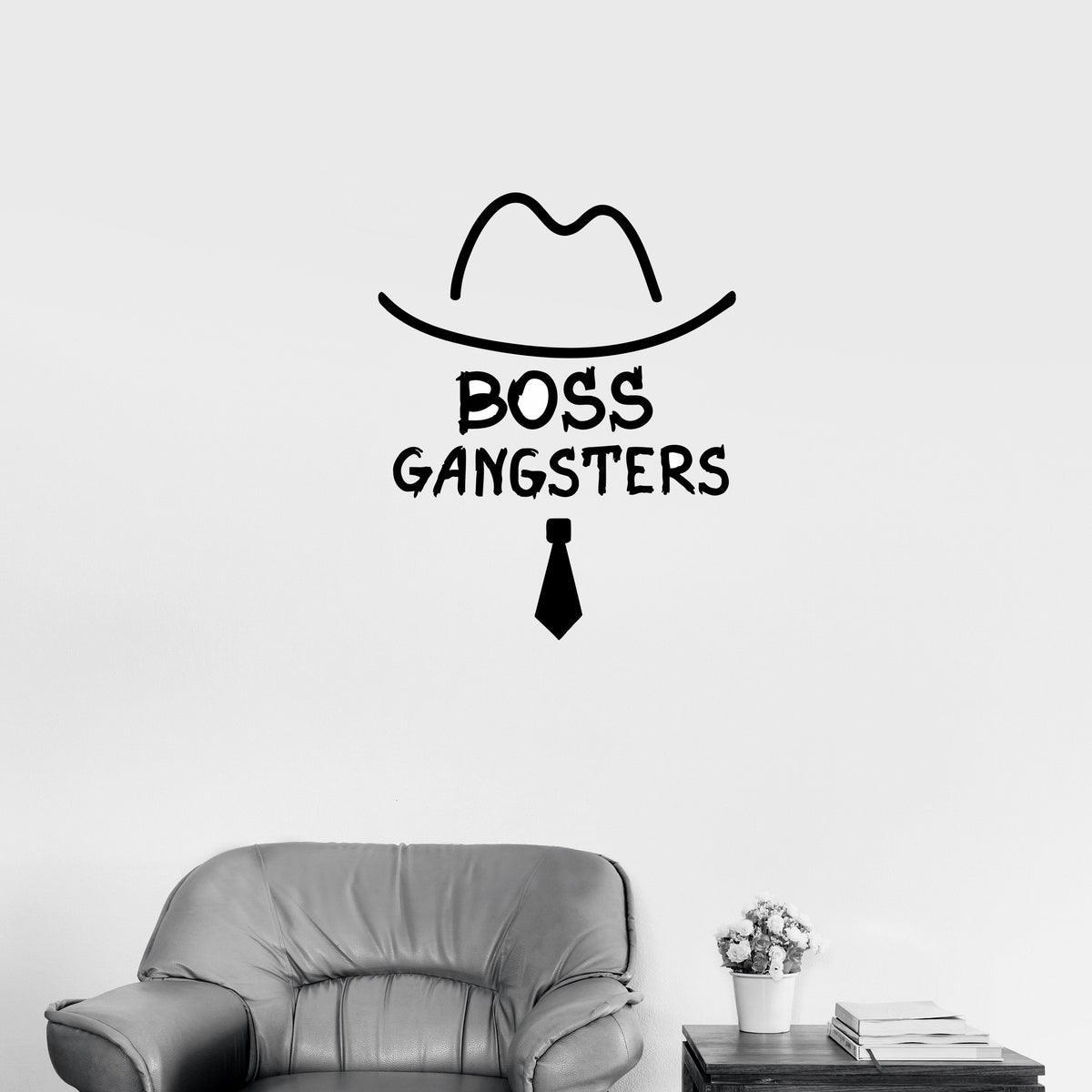 Wall Decal Mafia Gangsters Boss Crimson Hat Tie Vinyl Sticker (ed1033 ...