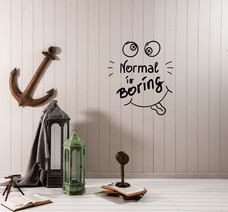 Autocollant mural en vinyle avec inscription « Sourire joyeux » et « Visage drôle » (ed1037)