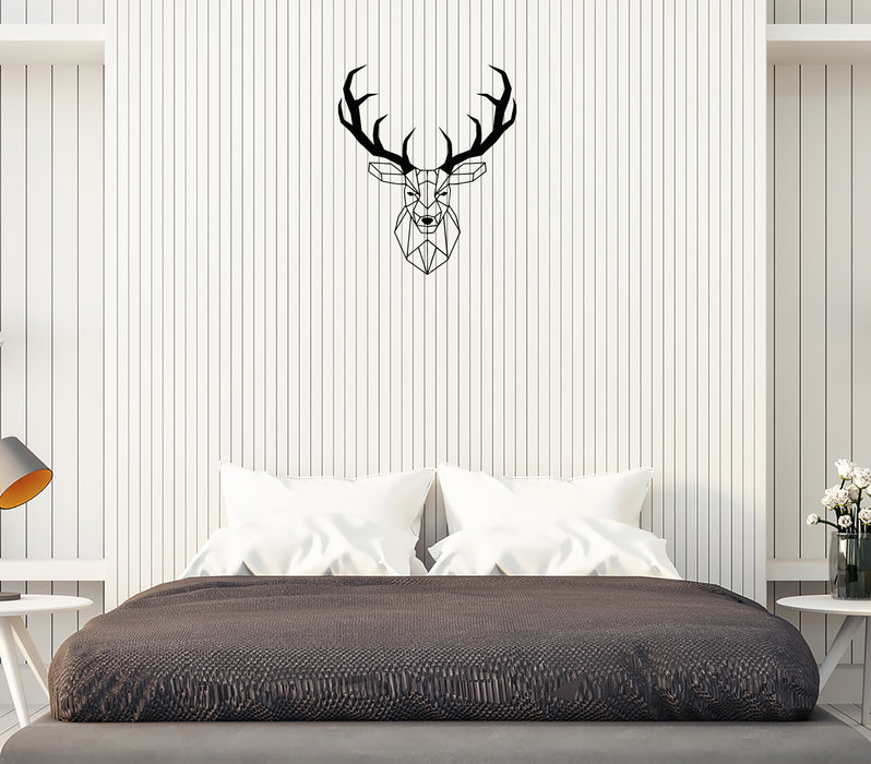 Wall Decal Head Deer Geometry Animal Hunting Decor Vinyl Sticker (ed1040)