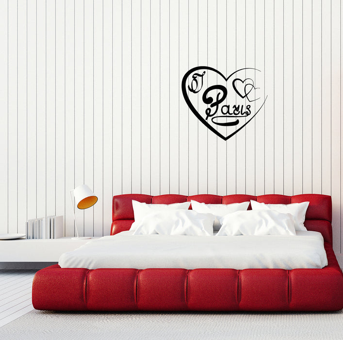 Wall Decal Love Heart Paris Romance Decor Vinyl Sticker (ed1047)