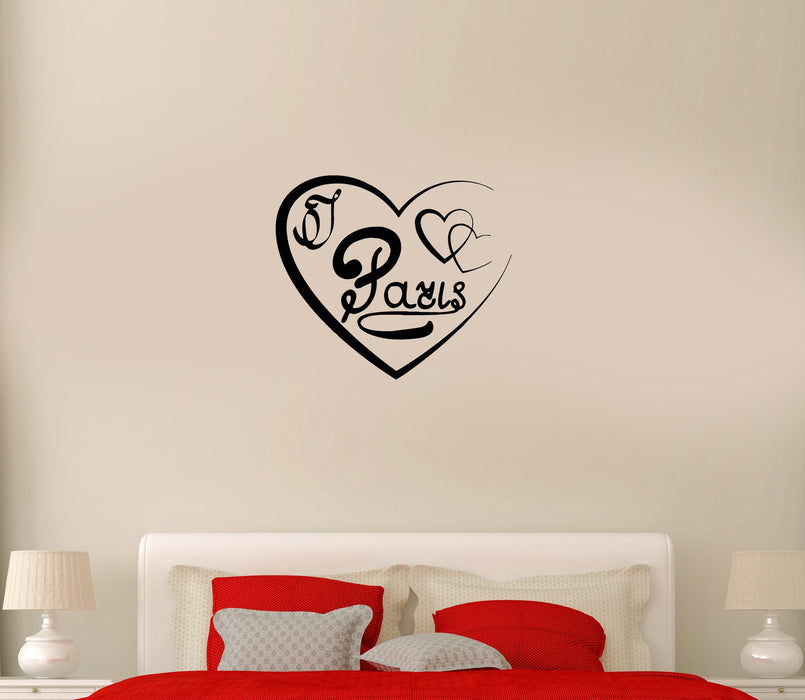 Wall Decal Love Heart Paris Romance Decor Vinyl Sticker (ed1047)