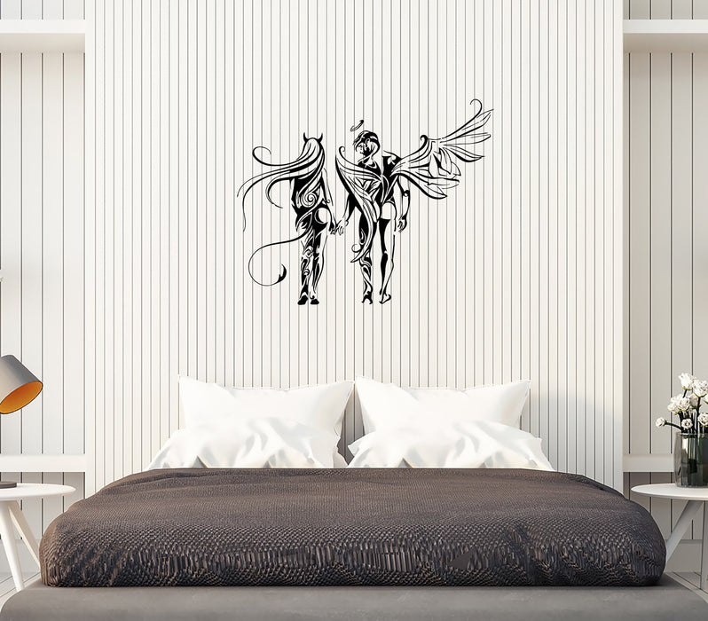 Wall Decal Couple Girl and Man Angel and Demon Love Vinyl Sticker (ed1112)