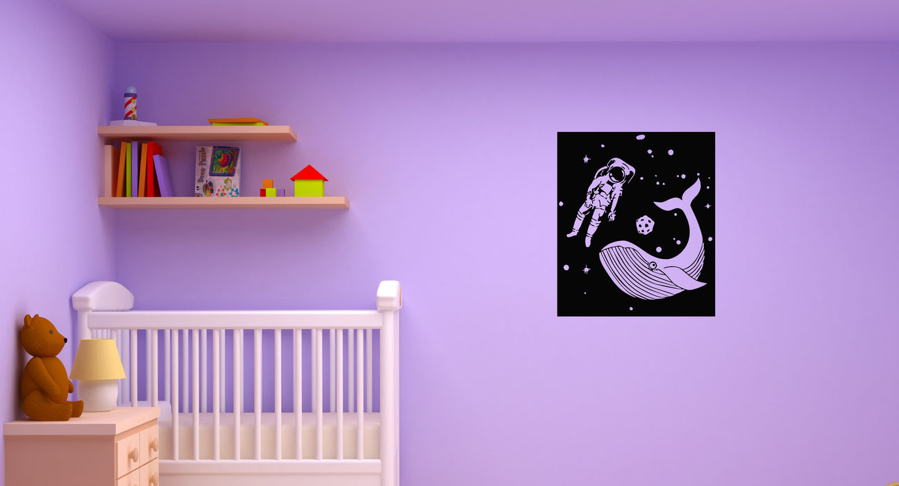 Wall Decal Space Astronaut Kids Room Whale Fish Fantasy Vinyl Sticker (ed1114)