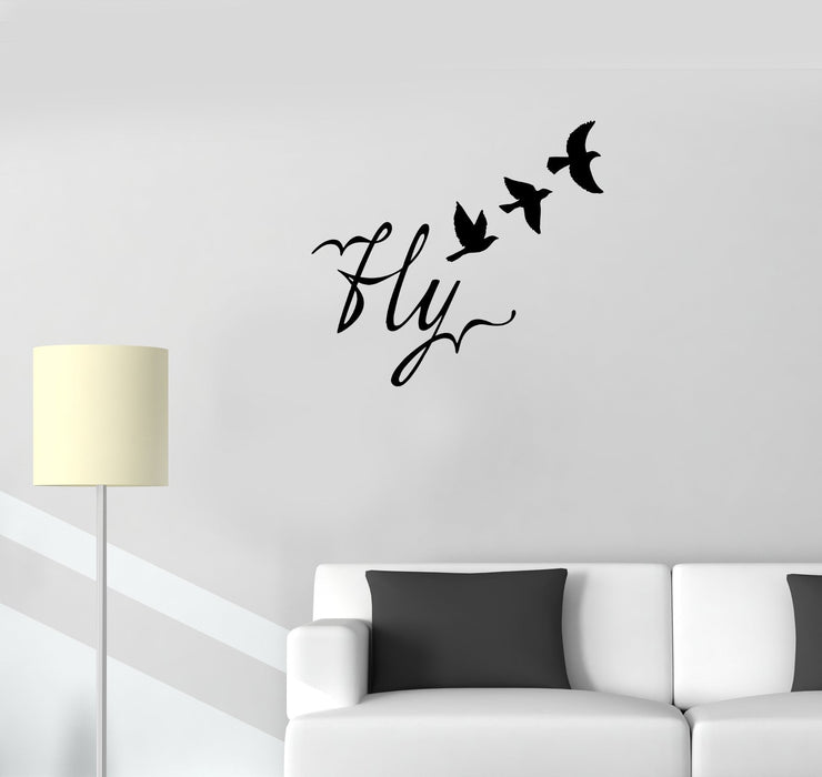 Wall Decal Birds Flight Fly Word Romance Vinyl Sticker (ed1115)