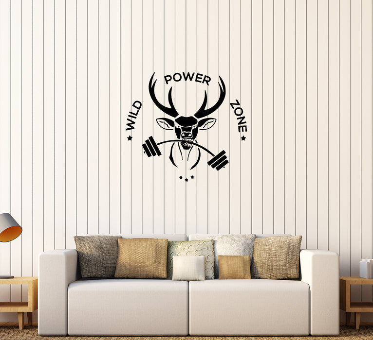 Wall Decal Sports Fitness Phrase Animal Deer Wild Power Zone Gym Vinyl Sticker (ed1120)