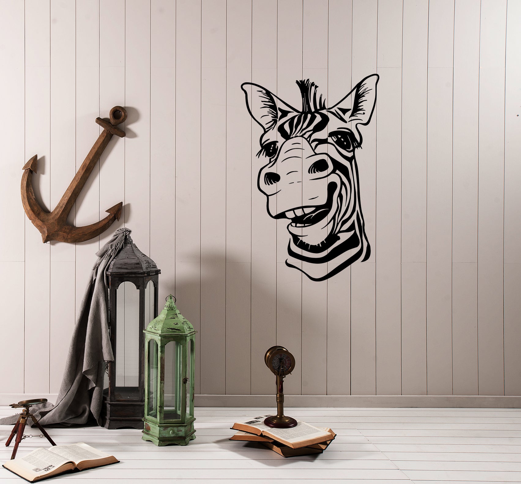 Wall Decal Zebra Head Animal Africa Cool Smile Vinyl Sticker (ed1123 ...
