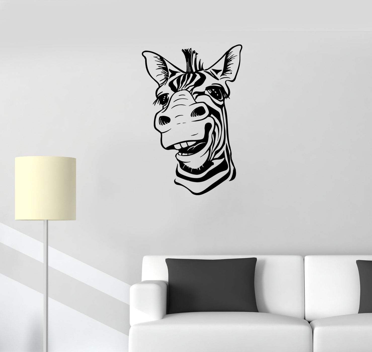 Wall Decal Zebra Head Animal Africa Cool Smile Vinyl Sticker (ed1123 ...