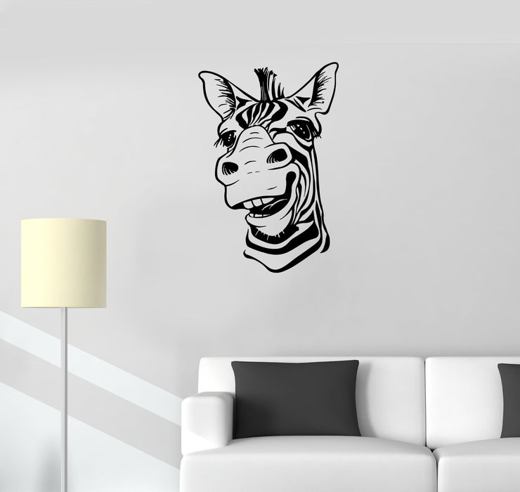 Wall Decal Zebra Head Animal Africa Cool Smile Vinyl Sticker (ed1123)