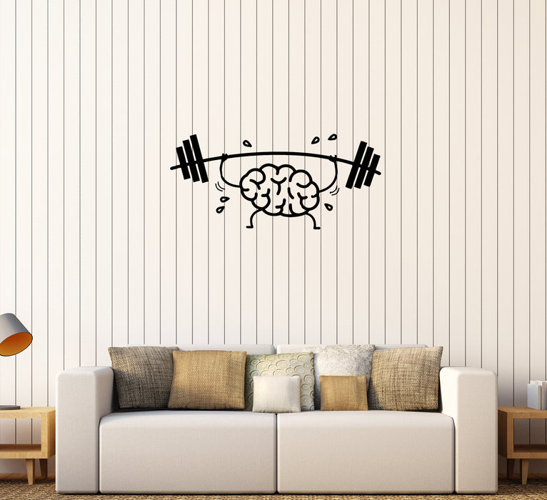 Wall Decal Brain Training Mind Strength Workout Barbell Vinyl Sticker (ed1139)