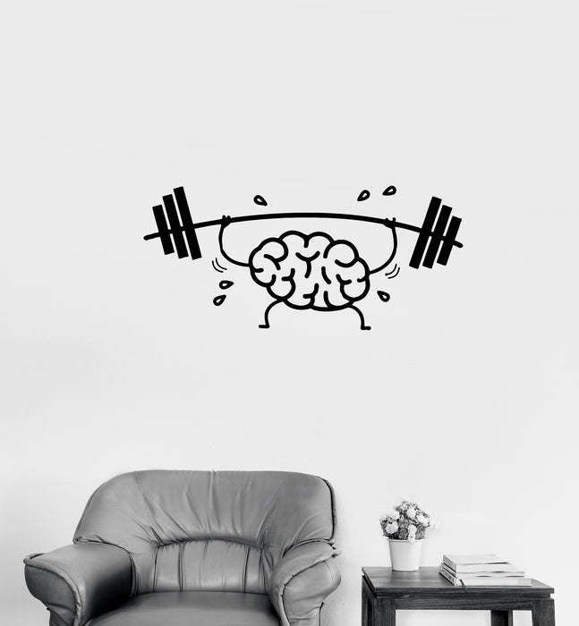 Wall Decal Brain Training Mind Strength Workout Barbell Vinyl Sticker (ed1139)