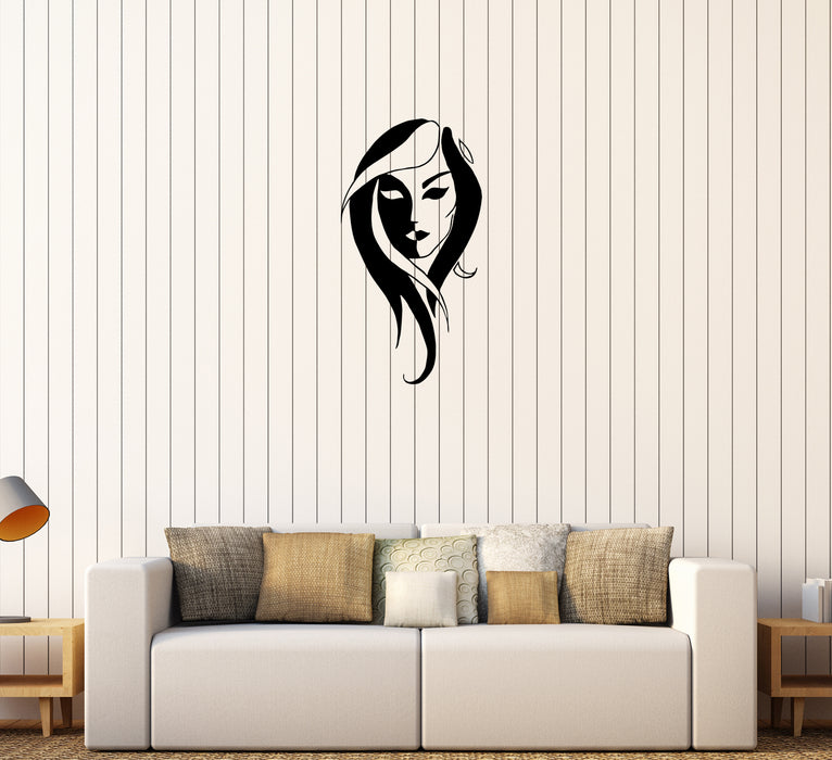 Wall Decal Face Girls Woman Beauty Salon Head Vinyl Sticker (ed1141)