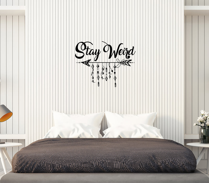 Wall Decal Inscription Arrow Patterns Stay Weird Dreamcatcher Vinyl Sticker (ed1150)