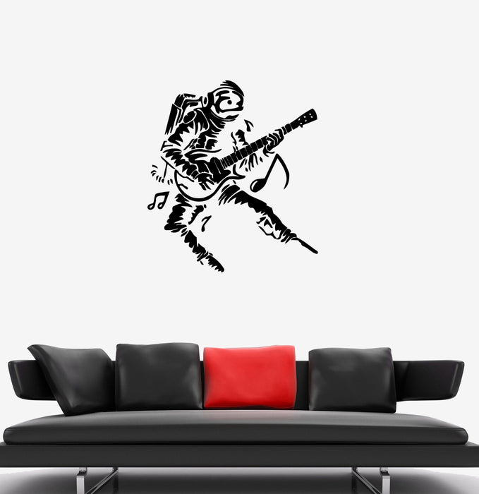 Autocollant mural astronaute combinaison spatiale musicien rock musique guitare vinyle autocollant (ed1151)