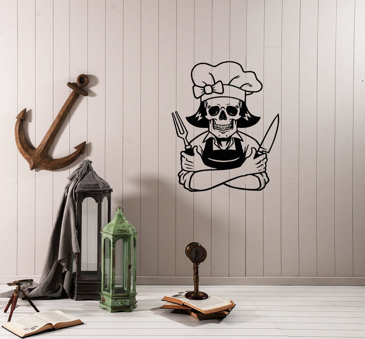Wall Decal Chef Skeleton Skull Kitchen Decor Vinyl Sticker (ed1169)
