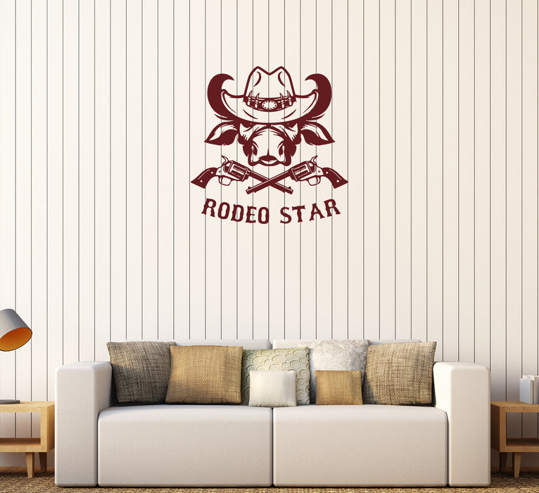 Wall Decal Red Bull Head Star Rodeo Sport Extreme Vinyl Sticker (ed1175)