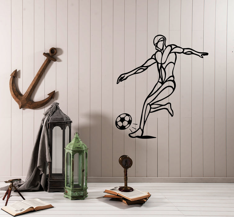 Wall Decal Football Player Ball Soccer Game Silhouette Vinyl Sticker (ed1178)