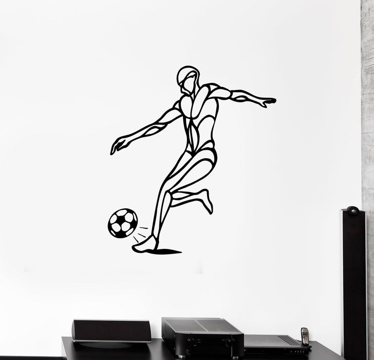 Wall Decal Football Player Ball Soccer Game Silhouette Vinyl Sticker (ed1178)