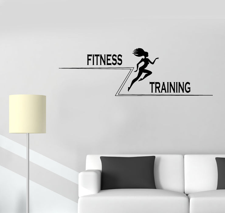 Wall Decal Fitness Training Beautiful Girl Sports Running Vinyl Sticker (ed1179)