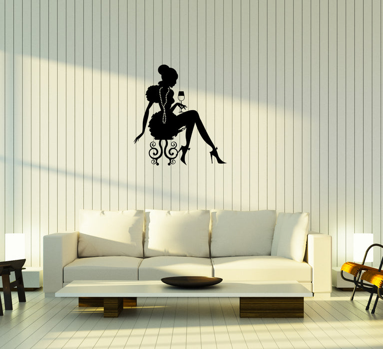 Wall Decal Beautiful Girl Fashion Wine Woman Sexy Vinyl Sticker (ed1194)