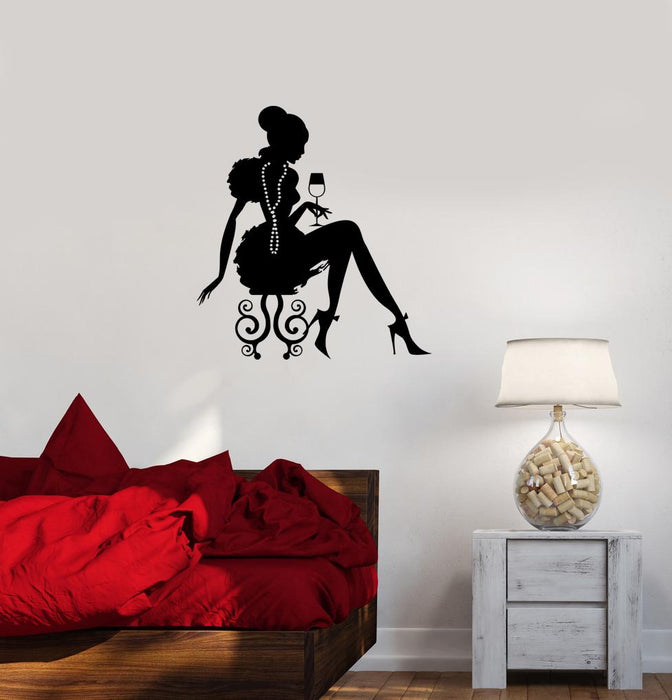 Wall Decal Beautiful Girl Fashion Wine Woman Sexy Vinyl Sticker (ed1194)