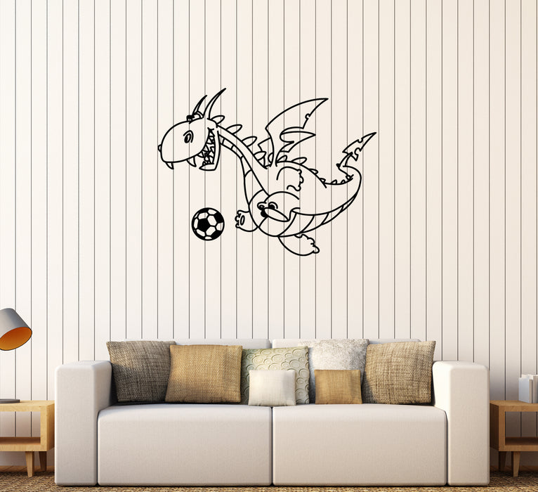 Wall Decal Dragon Funny Football Ball Fairy Tale Children Vinyl Sticker (ed1251)