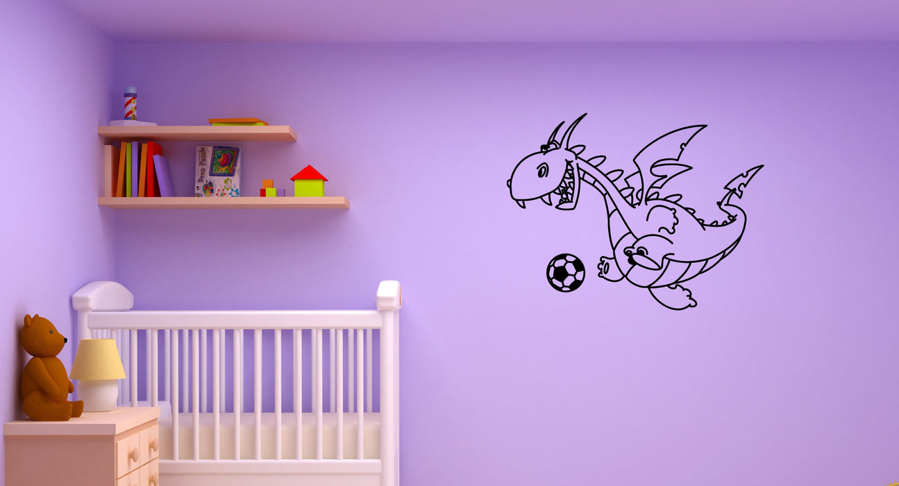 Наклейка на стену Дракон Забавный футбольный мяч Сказка Дети Виниловая наклейка (ed1251)